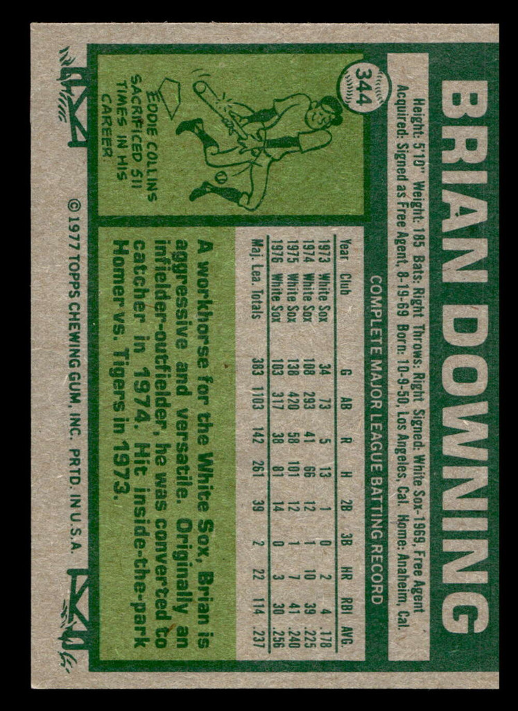 1977 Topps #344 Brian Downing Near Mint  ID: 517126