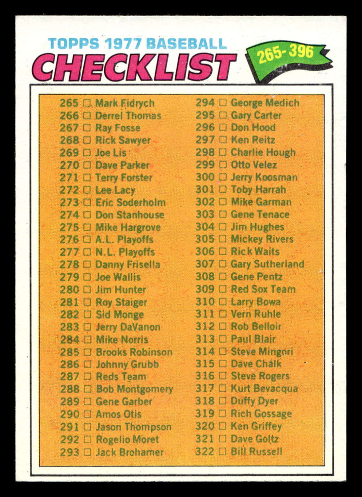 1977 Topps #356 Checklist 265-396 Ex-Mint 