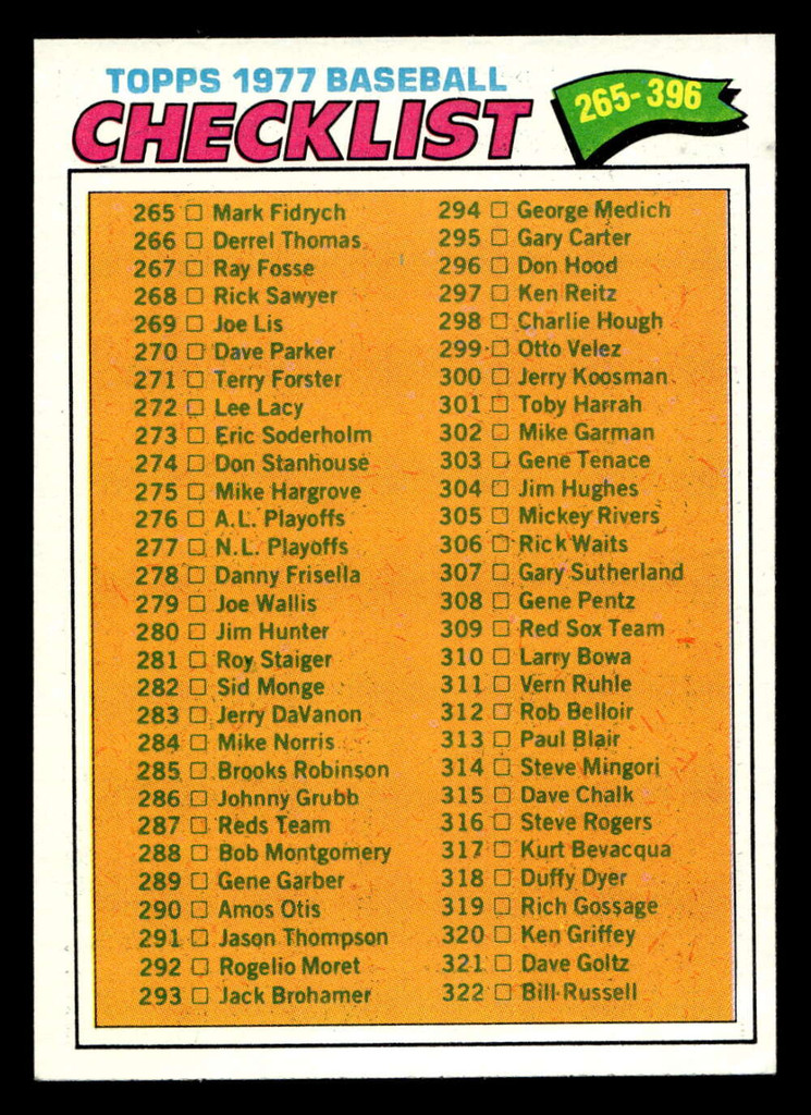 1977 Topps #356 Checklist 265-396 Near Mint+  ID: 517177