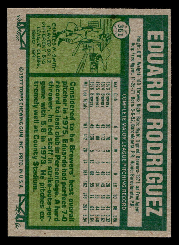 1977 Topps #361 Eduardo Rodriguez Near Mint  ID: 517196