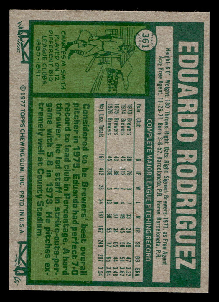 1977 Topps #361 Eduardo Rodriguez Near Mint  ID: 517198