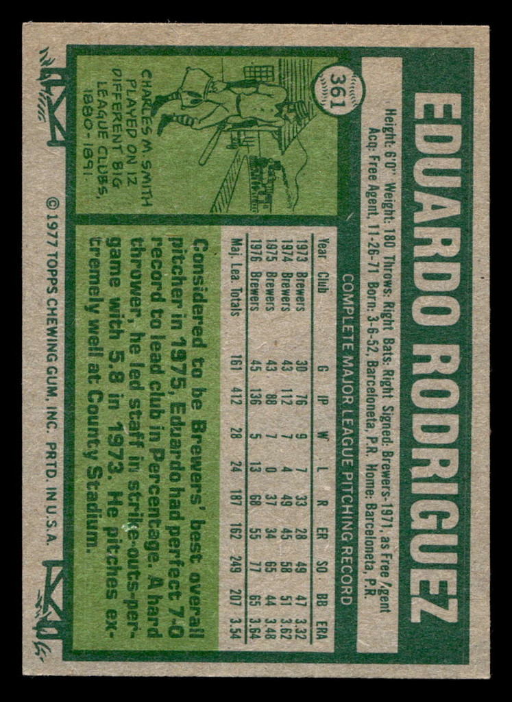 1977 Topps #361 Eduardo Rodriguez Near Mint  ID: 517199