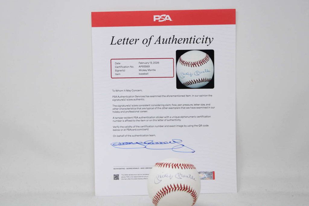 Mickey Mantle Baseball PSA/DNA Autograph Signed Yankees ID: 517236