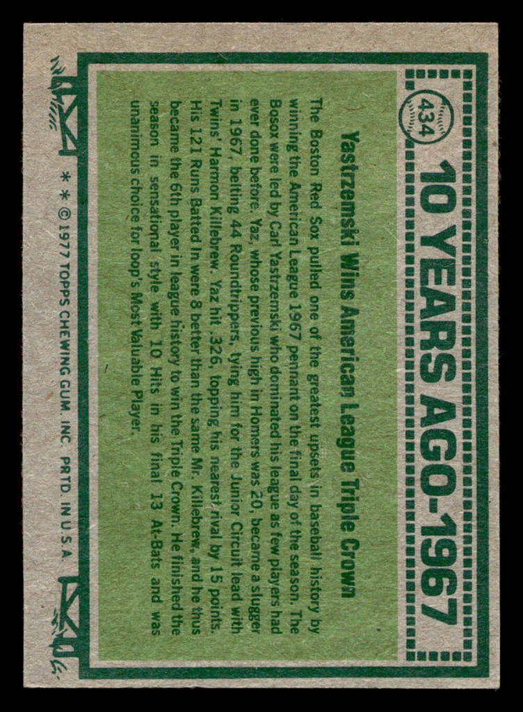 1977 Topps #434 Carl Yastrzemski Very Good  ID: 517531