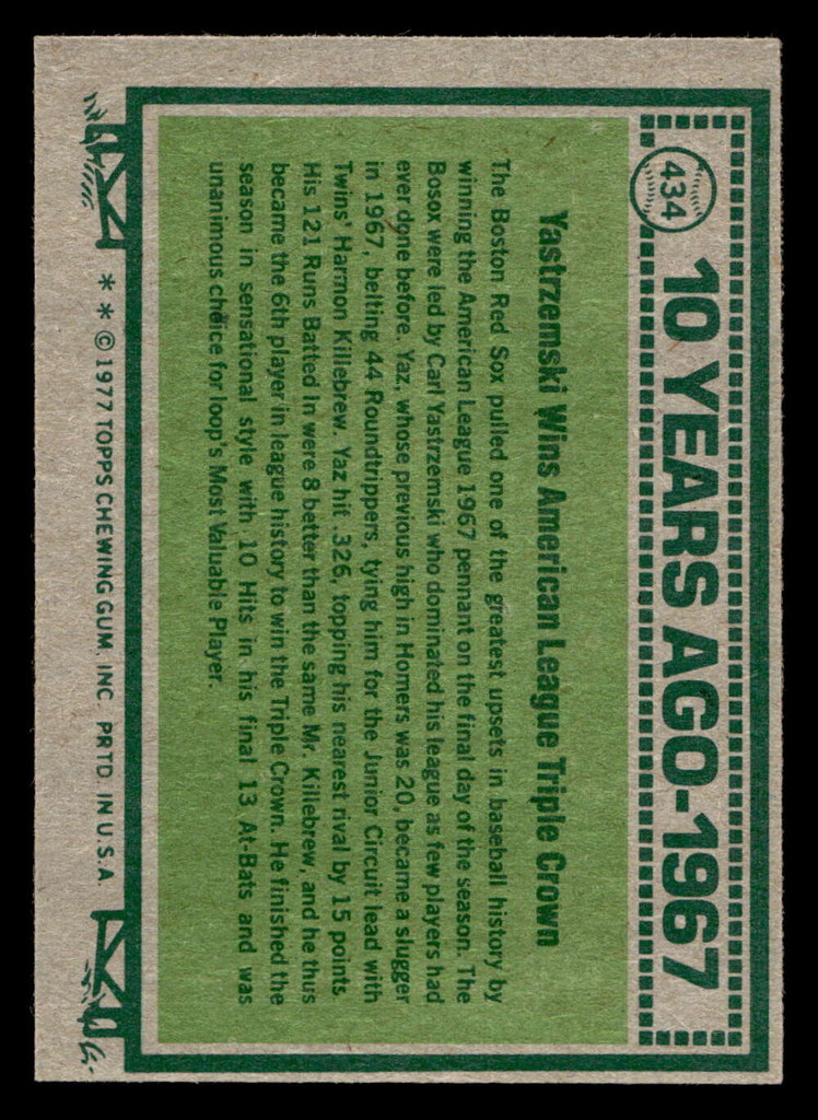 1977 Topps #434 Carl Yastrzemski Near Mint  ID: 517533