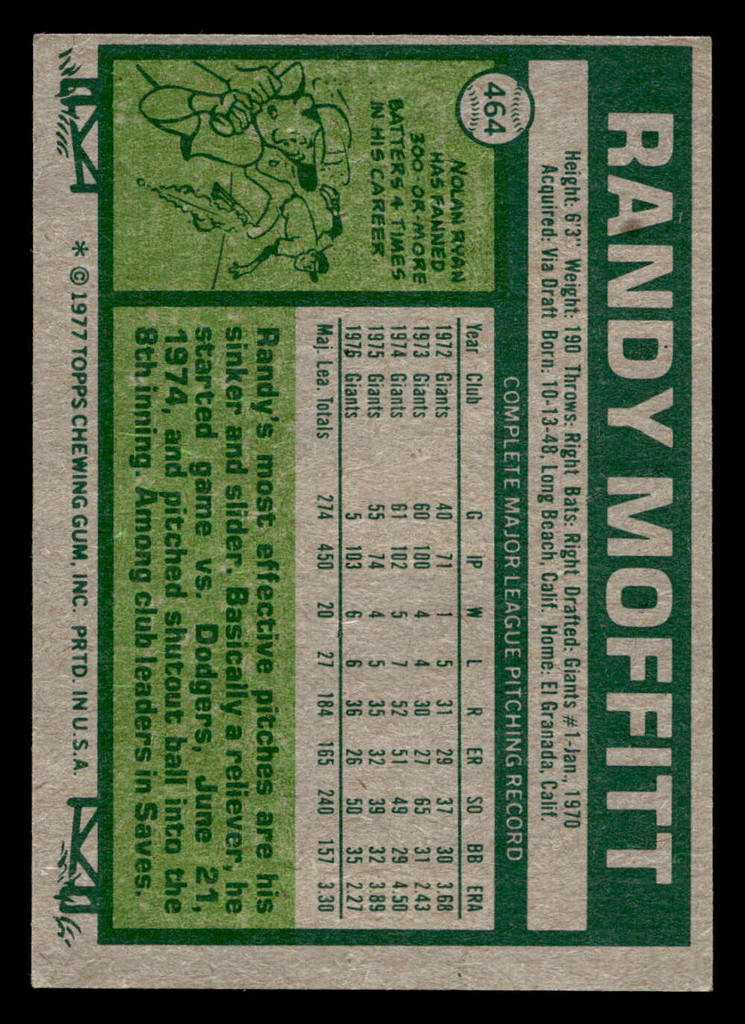 1977 Topps #464 Randy Moffitt Ex-Mint 