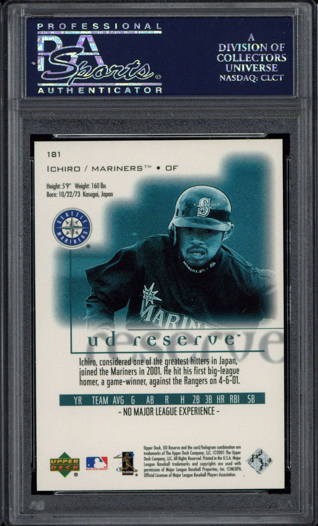 2001 UD Reserve #181 Ichiro Mariners PSA 9 MINT RC 533/2500