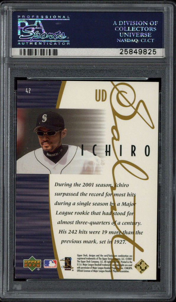 2001 UD Rookie Update #42 Ichiro Mariners PSA 8 NM-MINT RC 71/100 GOLD ROY Bonus