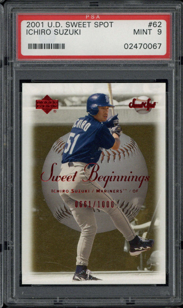 2001 UD Sweet Spot #62 Ichiro Mariners PSA 9 MINT RC 661/1000 Sweet Beginnings