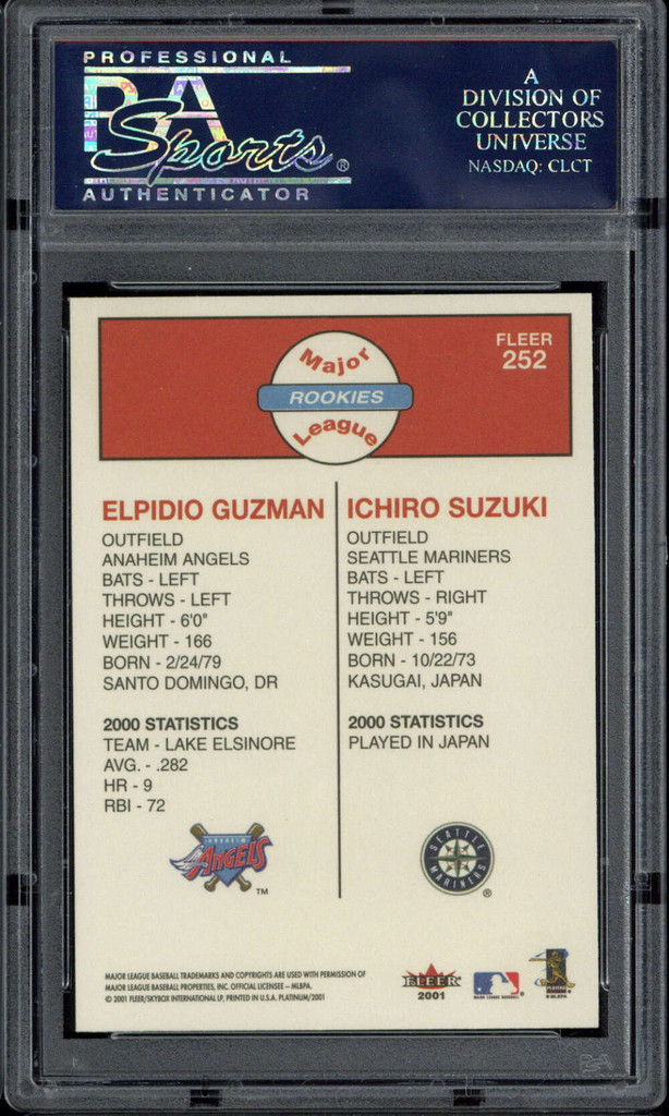 2001 Fleer Platinum #252 Ichiro Mariners PSA 9 MINT RC Guzman ID: 517778