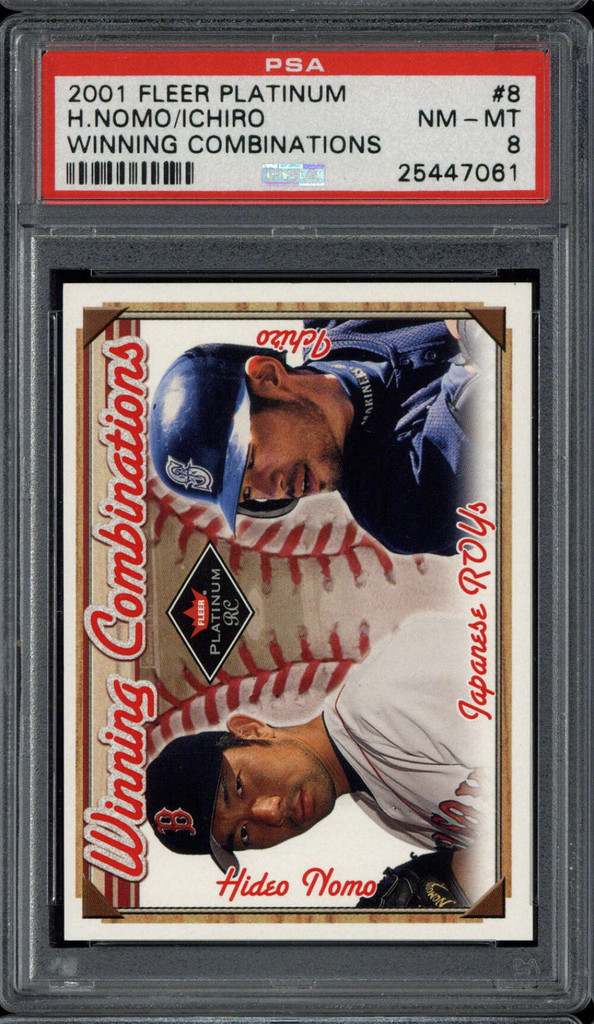 2001 Fleer Platinum #8 Ichiro Mariners PSA 8 NM-MINT RC Winning Combinations Nomo