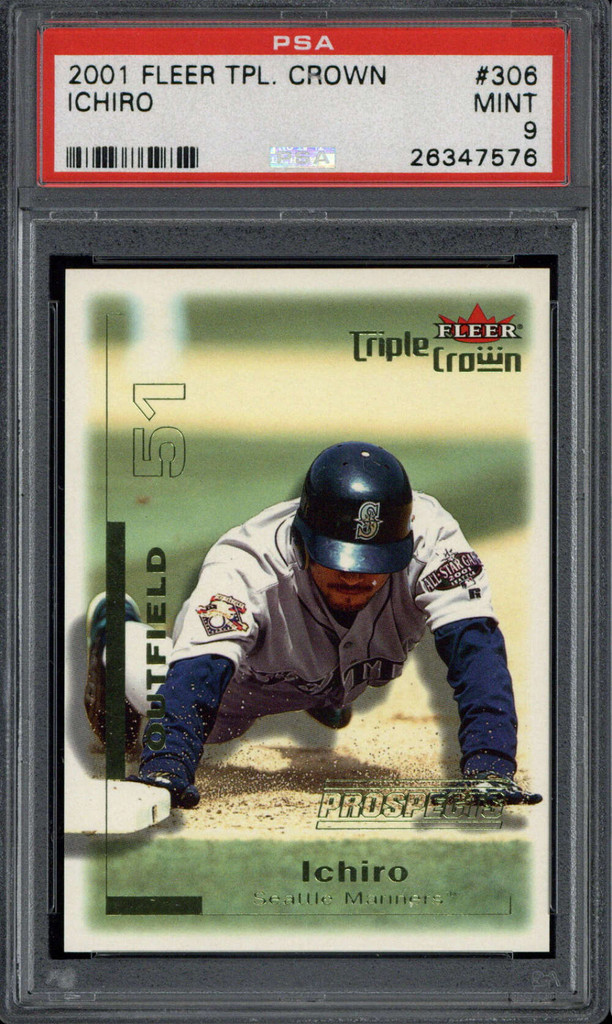 2001 Fleer Triple Crown #306 Ichiro Mariners PSA 9 MINT RC 2512/2999