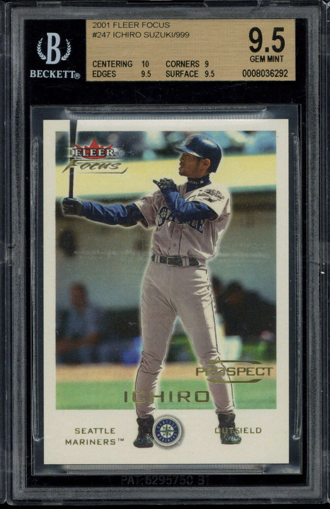 2001 Fleer Focus #247 Ichiro Mariners BGS 9.5 GEM MINT RC Prospect
