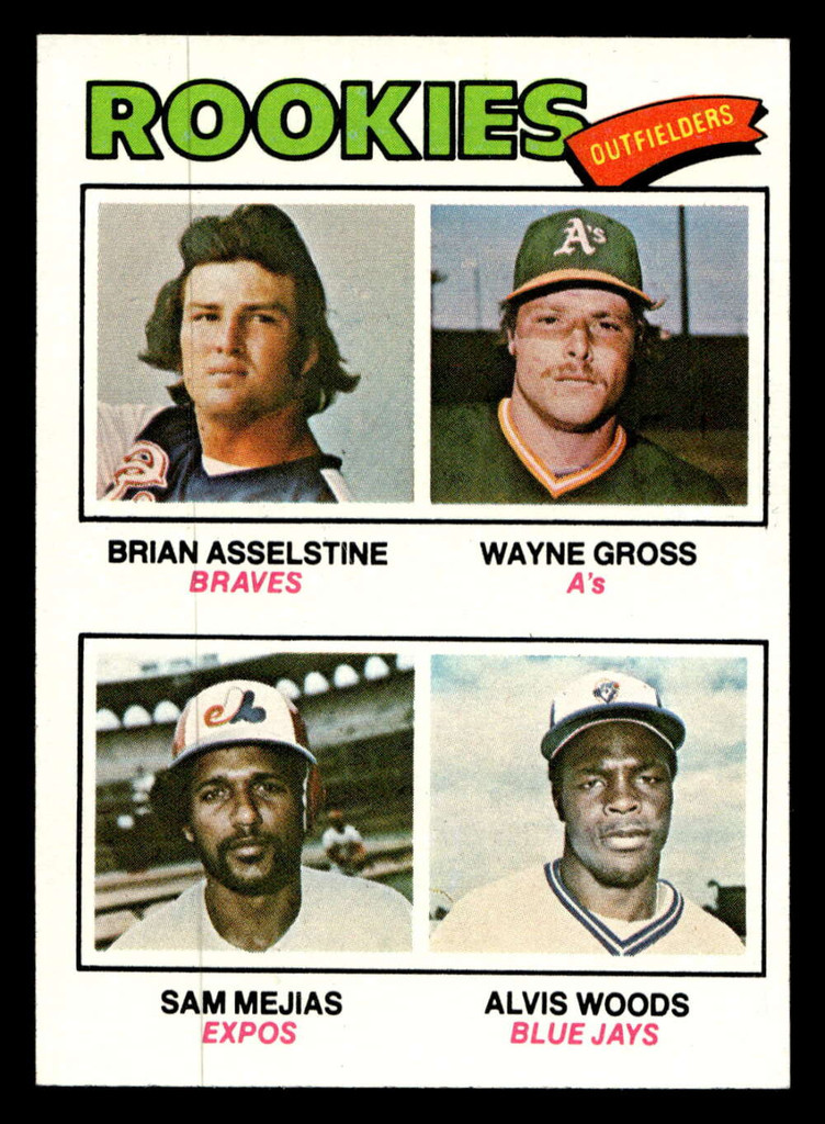 1977 Topps #479 Brian Asselstine/Wayne Gross/Sam Mejias/Alvis Woods Rookie Outfielders Near Mint+ RC Rookie 