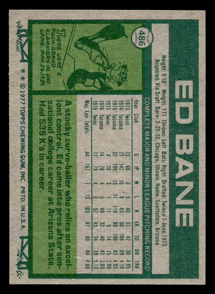 1977 Topps #486 Ed Bane Near Mint  ID: 517867