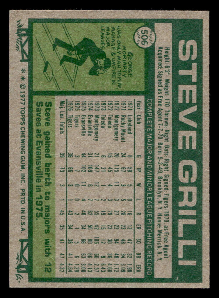 1977 Topps #506 Steve Grilli Ex-Mint  ID: 517951