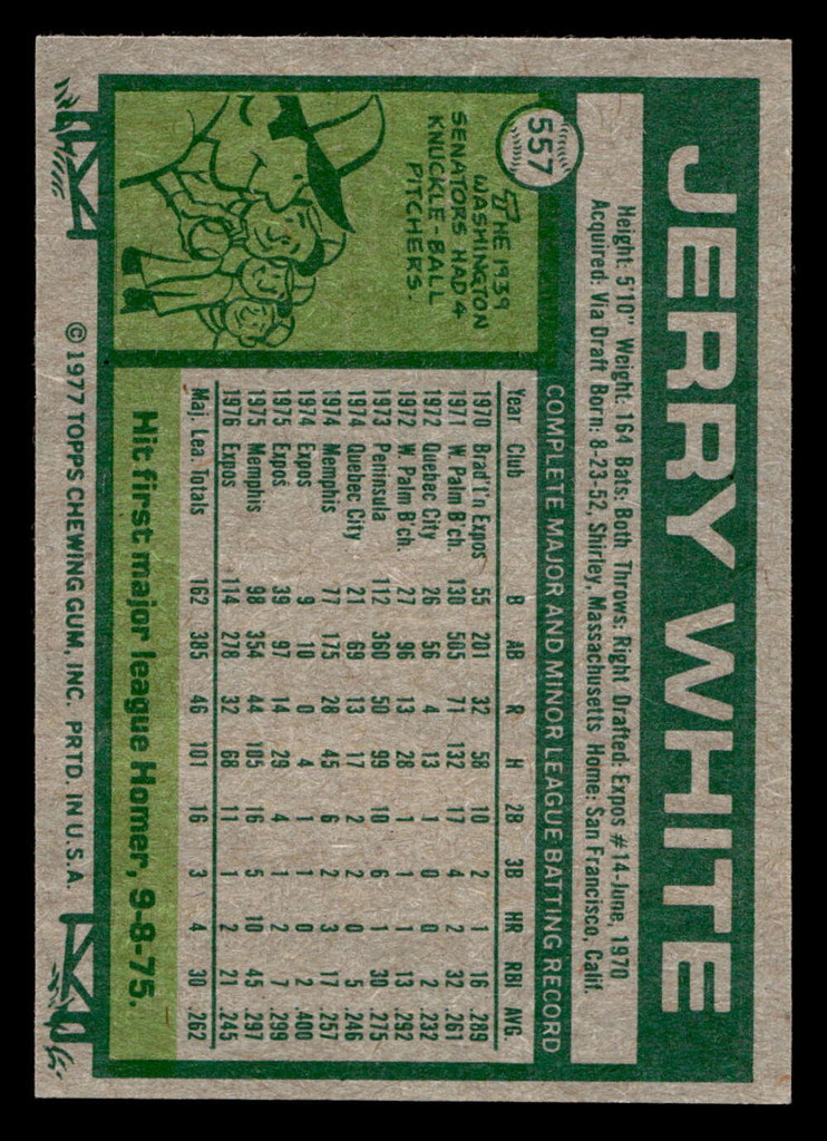 1977 Topps #557 Jerry White Ex-Mint  ID: 518139