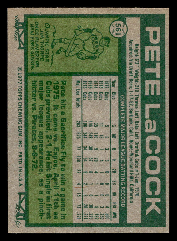 1977 Topps #561 Pete LaCock Near Mint+  ID: 518157
