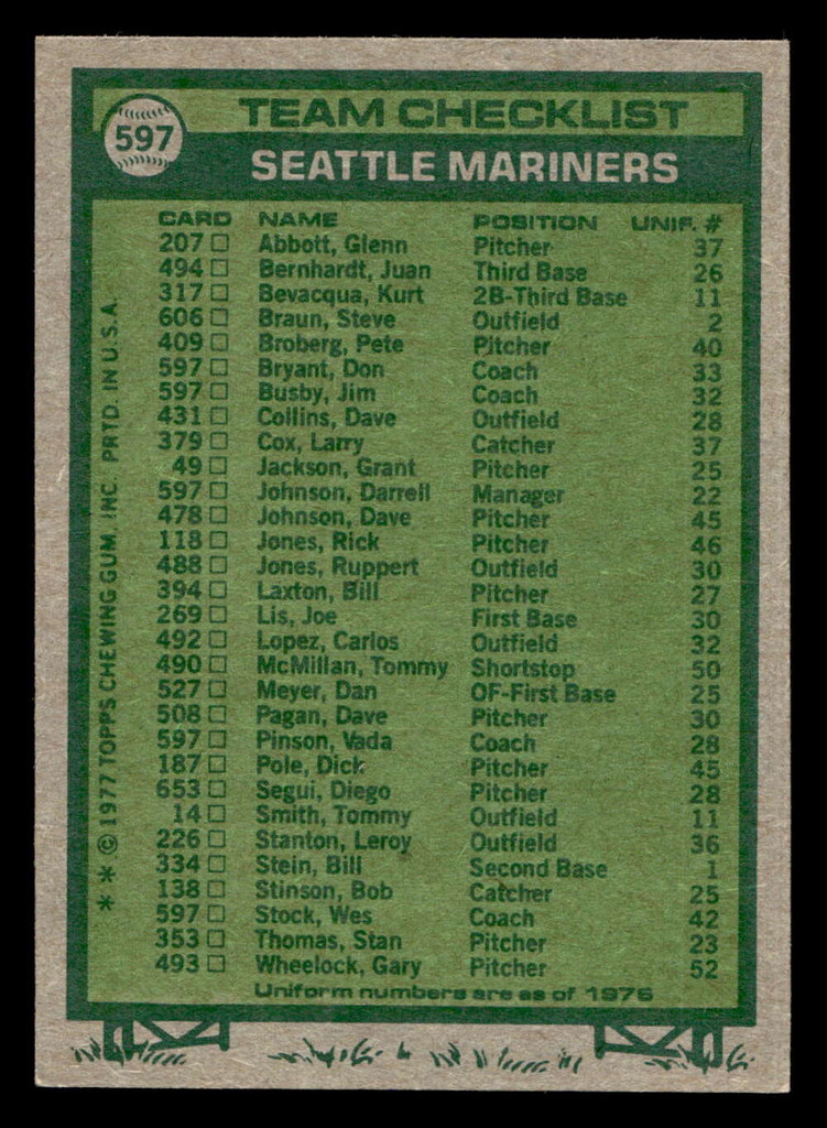 1977 Topps #597 Darrell Johnson MG Ex-Mint  ID: 518291