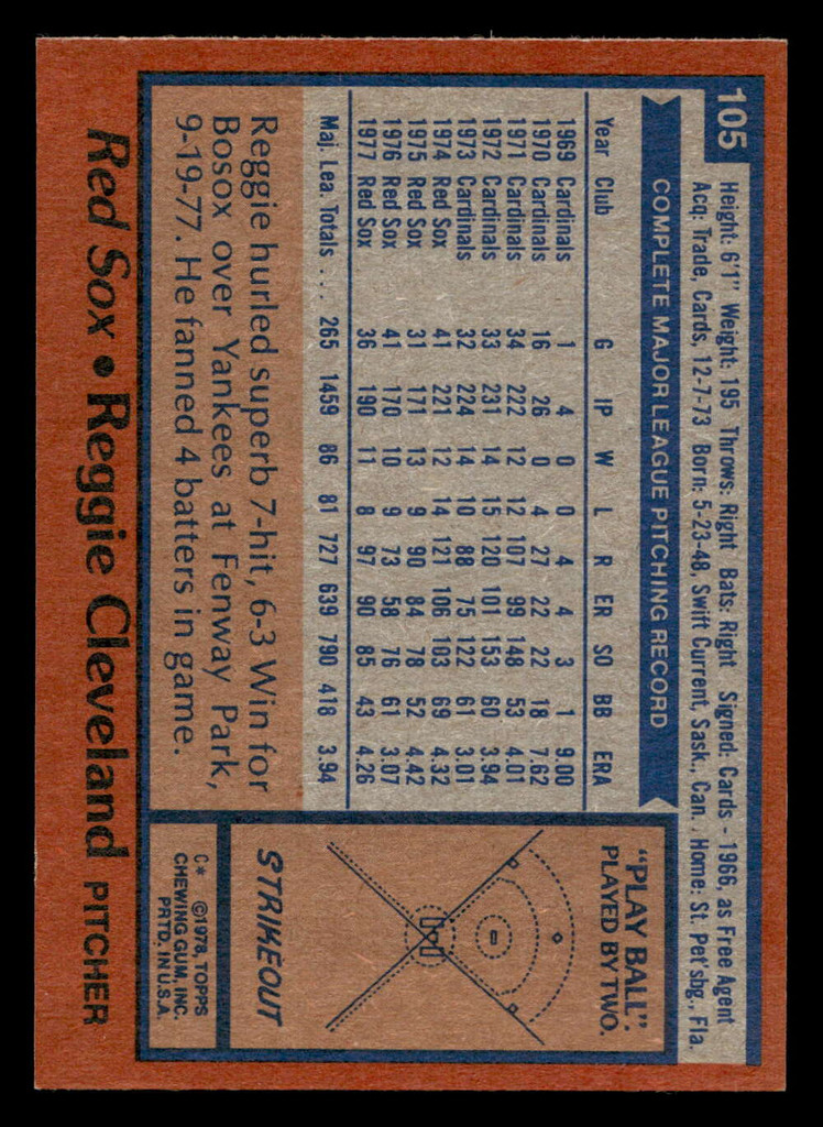 1978 Topps #105 Reggie Cleveland Near Mint+  ID: 519008