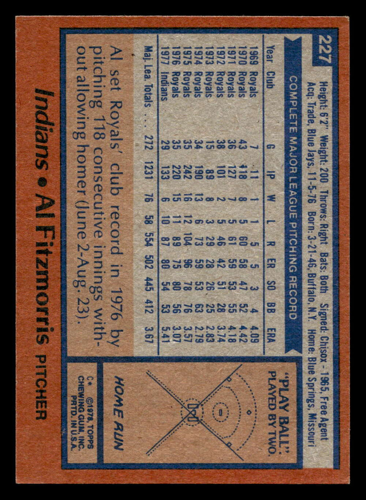 1978 Topps #227 Al Fitzmorris Ex-Mint 