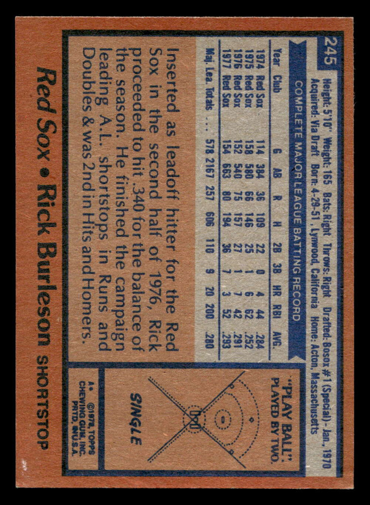 1978 Topps #245 Rick Burleson Near Mint  ID: 519643