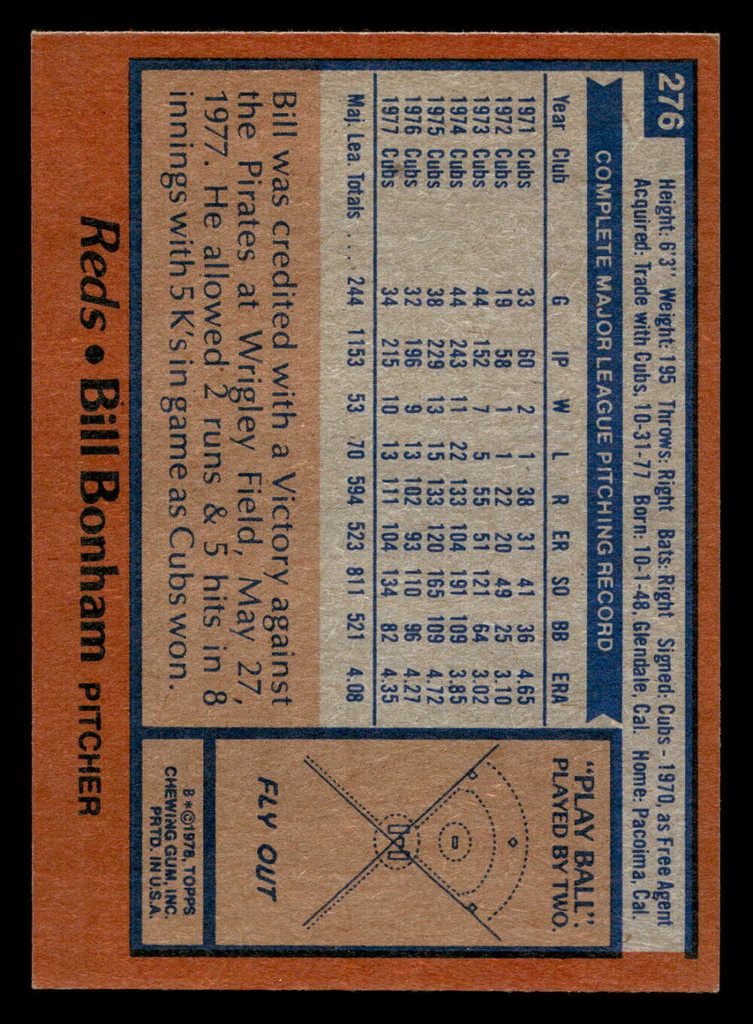 1978 Topps #276 Bill Bonham DP Ex-Mint  ID: 519765