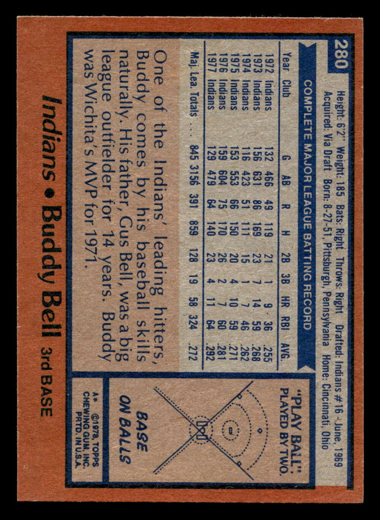 1978 Topps #280 Buddy Bell Ex-Mint 