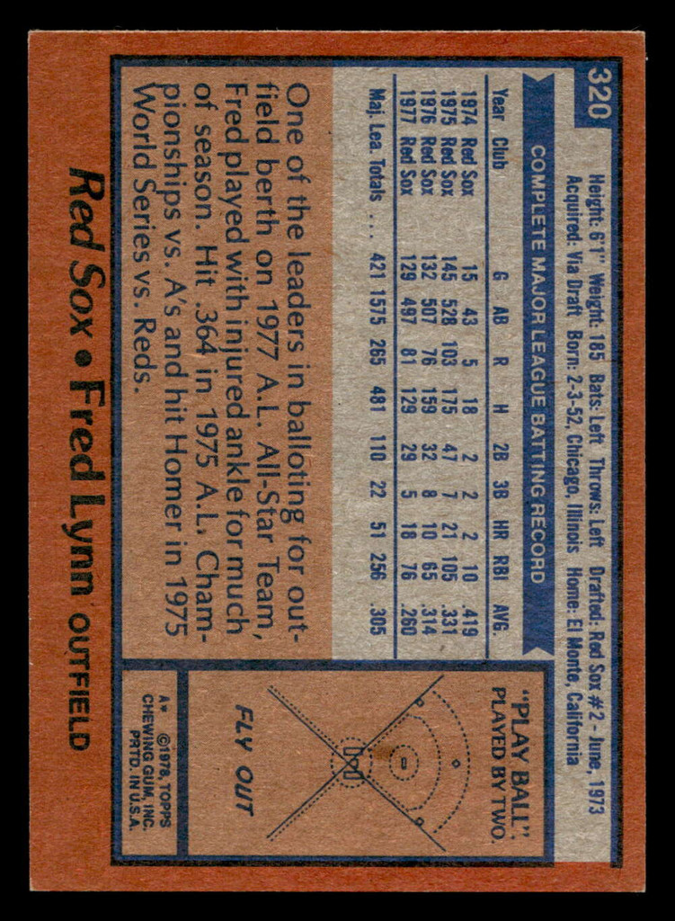 1978 Topps #320 Fred Lynn Very Good 