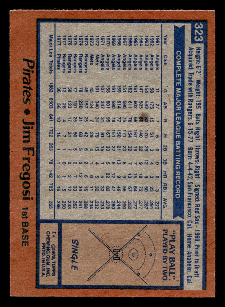 1978 Topps #323 Jim Fregosi DP Near Mint  ID: 519957
