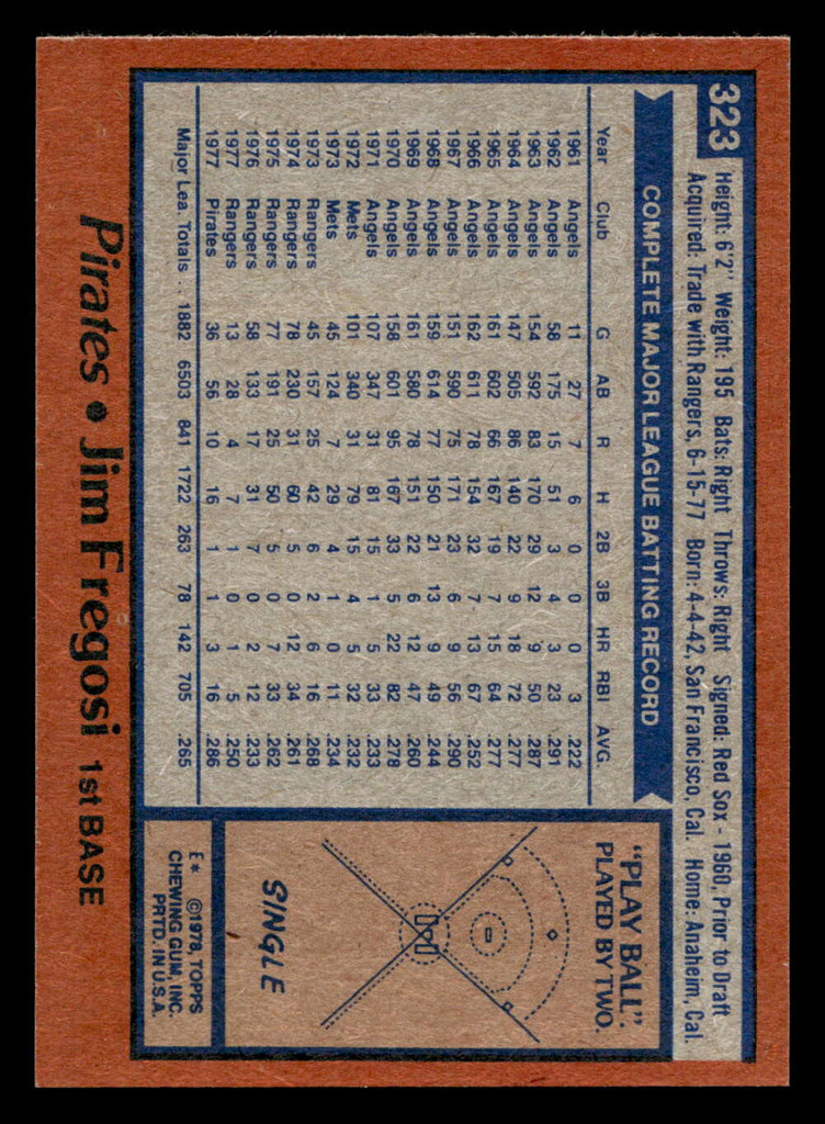 1978 Topps #323 Jim Fregosi DP Near Mint+  ID: 519958