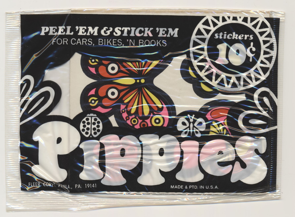 1969 Fleer Psychedelic Hippie Pippies Owl & Lady Bug Stickers 10-cent Cello Pack  #*sku37196w