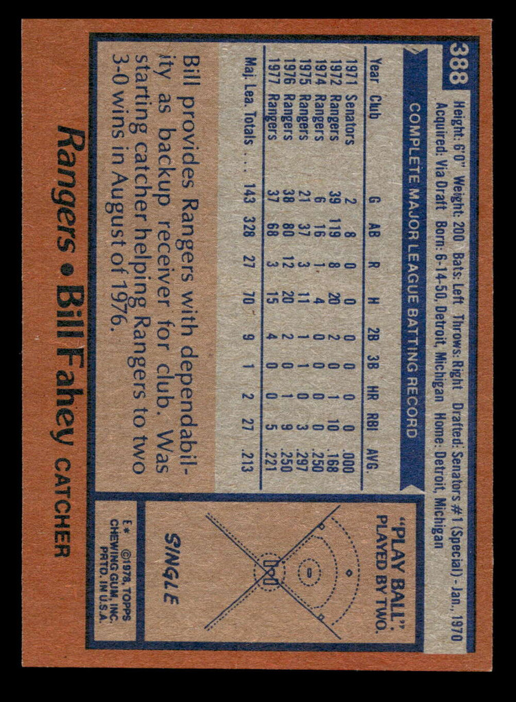 1978 Topps #388 Bill Fahey DP Ex-Mint 