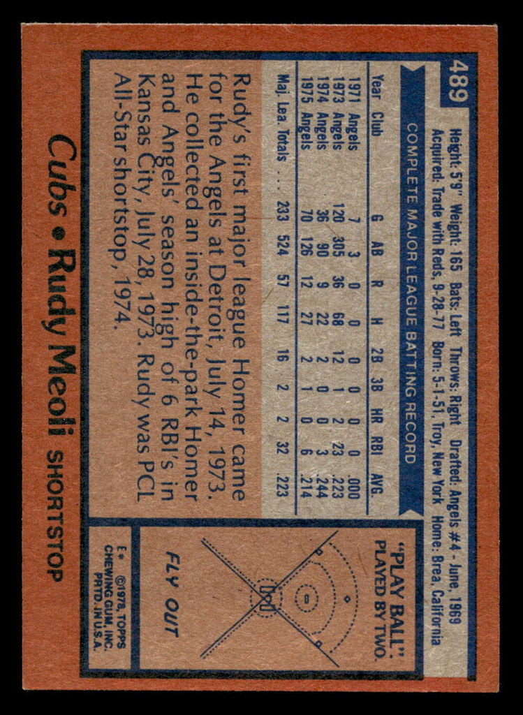 1978 Topps #489 Rudy Meoli Ex-Mint  ID: 520630
