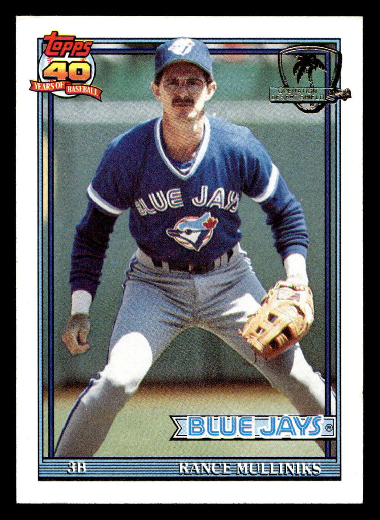 1991 Topps Desert Shield #229 Rance Mulliniks Ex-Mint Wax on back 