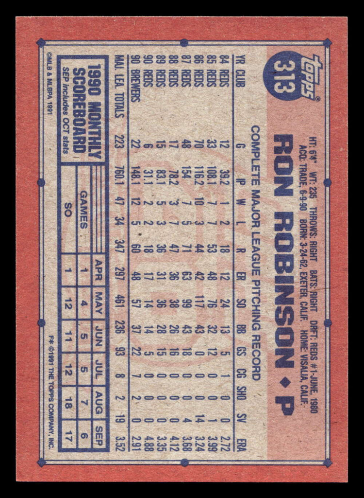 1991 Topps Desert Shield #313 Ron Robinson Excellent+ 