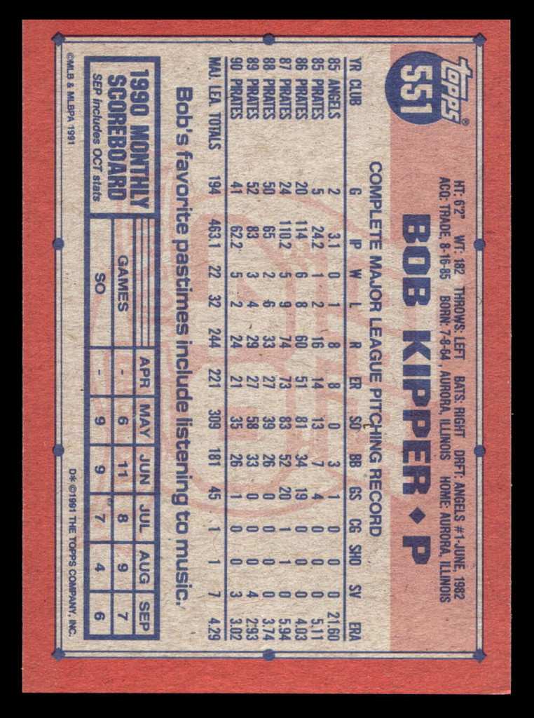 1991 Topps Desert Shield #551 Bob Kipper Ex-Mint 
