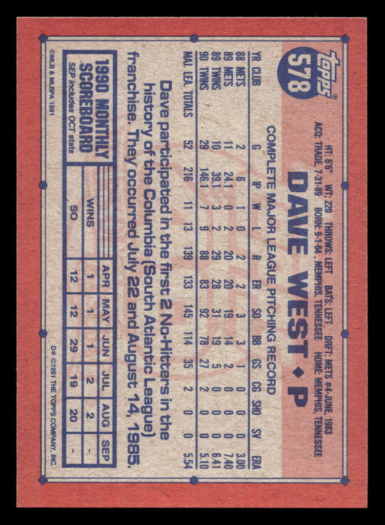 1991 Topps Desert Shield #578 David West NM-Mint 