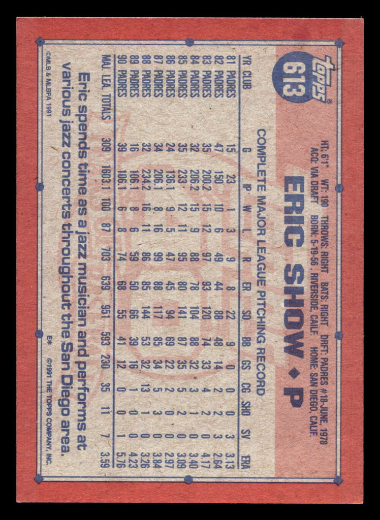 1991 Topps Desert Shield #613 Eric Show Near Mint+ 