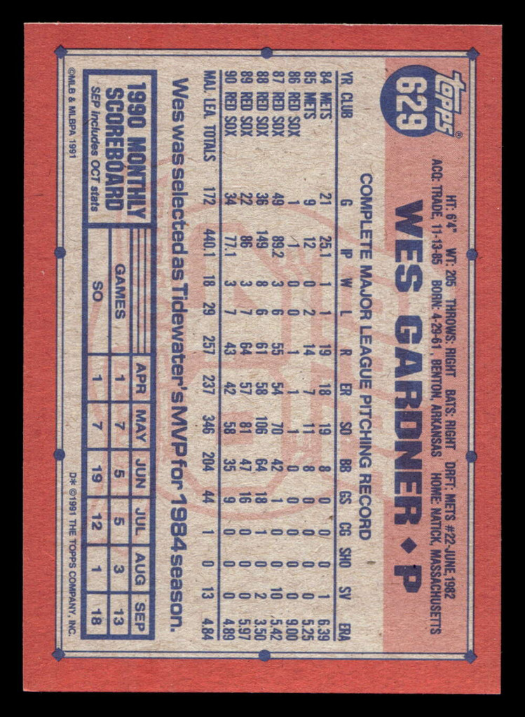 1991 Topps Desert Shield #629 Wes Gardner NM-Mint 