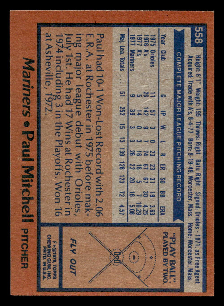 1978 Topps #558 Paul Mitchell Near Mint+  ID: 521258