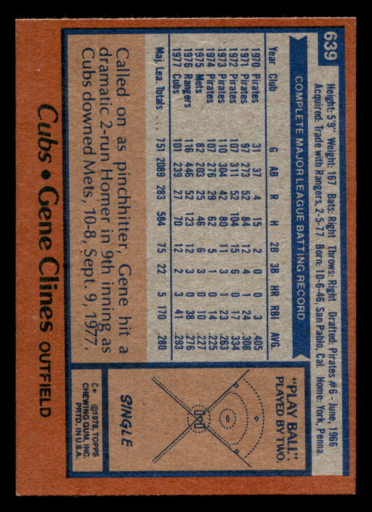 1978 Topps #639 Gene Clines Near Mint+  ID: 521575