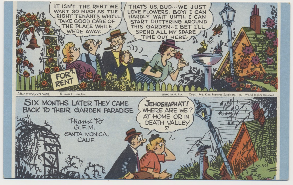 1946 Mutoscope Comic Strip Postcard  Lot of 5  #*sku37200