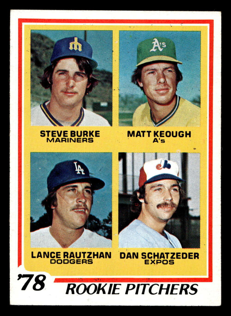 1978 Topps #709 Steve Burke/Matt Keough/Lance Rautzhan/Dan Schatzeder Rookie Pitchers Near Mint RC Rookie  ID: 521854