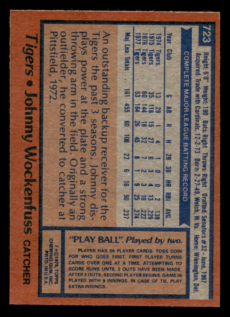 1978 Topps #723 John Wockenfuss Near Mint  ID: 521910