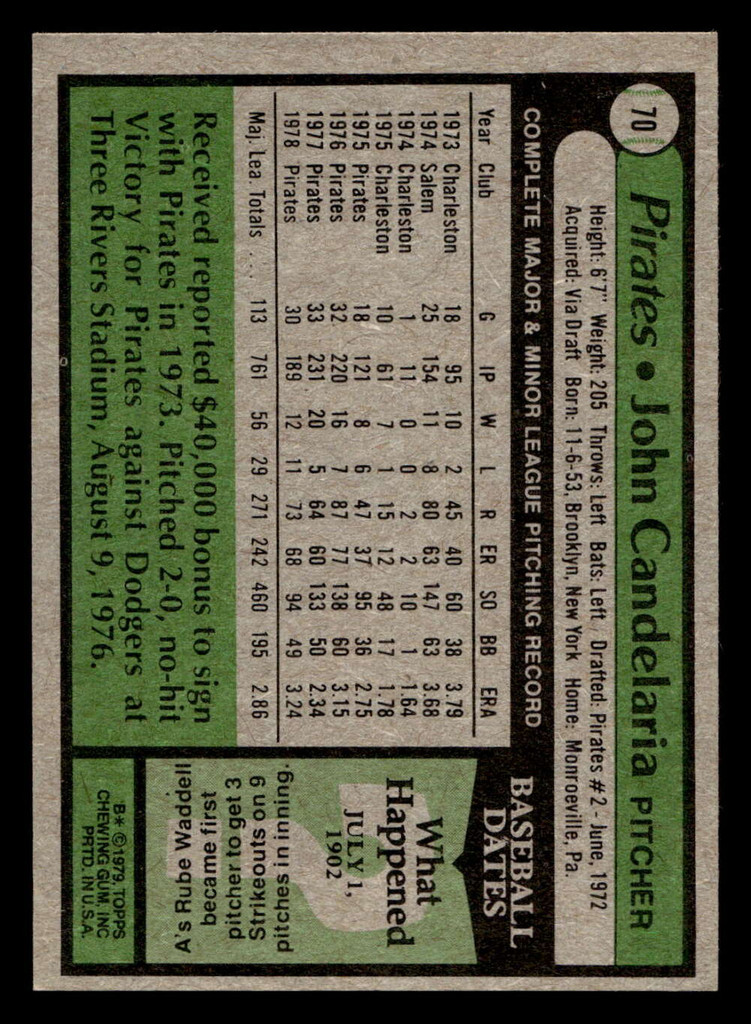 1979 Topps #70 John Candelaria Near Mint  ID: 521996