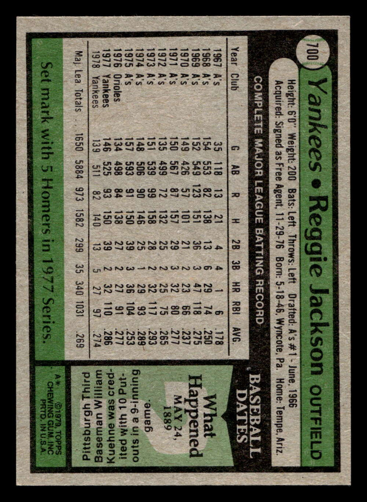 1979 Topps #700 Reggie Jackson DP Near Mint+  ID: 522667