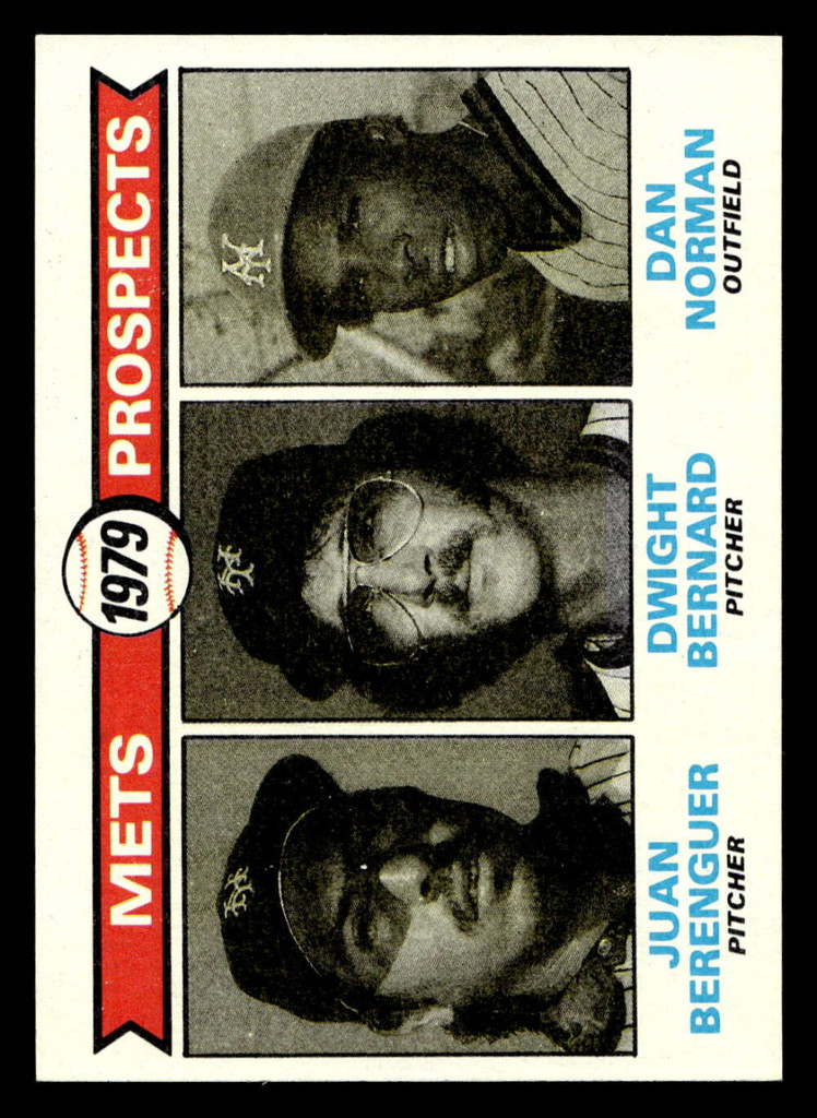 1979 Topps #721 Juan Berenger/Dwight Bernard/Dan Norman Mets Prospects Near Mint RC Rookie  ID: 522688