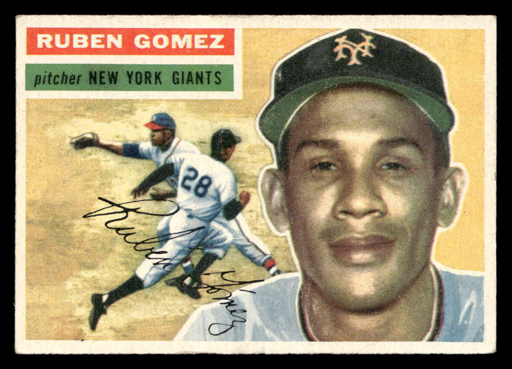 1956 Topps #9 Ruben Gomez Grey Backs Excellent+ White Back 