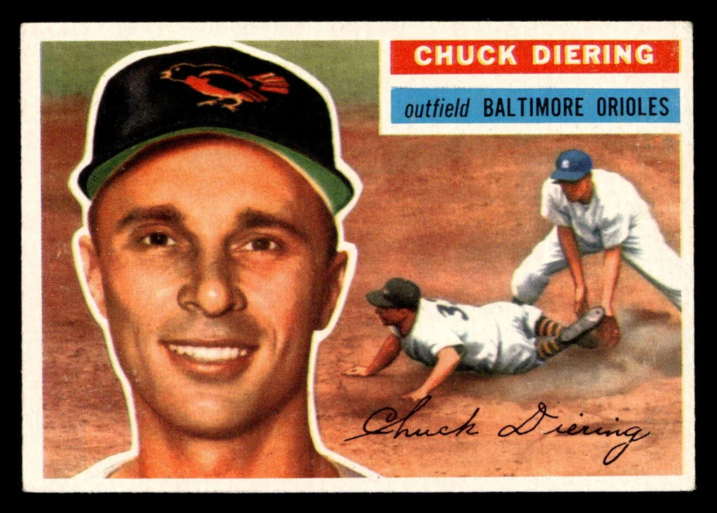 1956 Topps #19 Chuck Diering Grey Backs Excellent+ White Back 